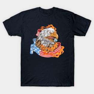 Usa Eagle Flag Fire T-Shirt